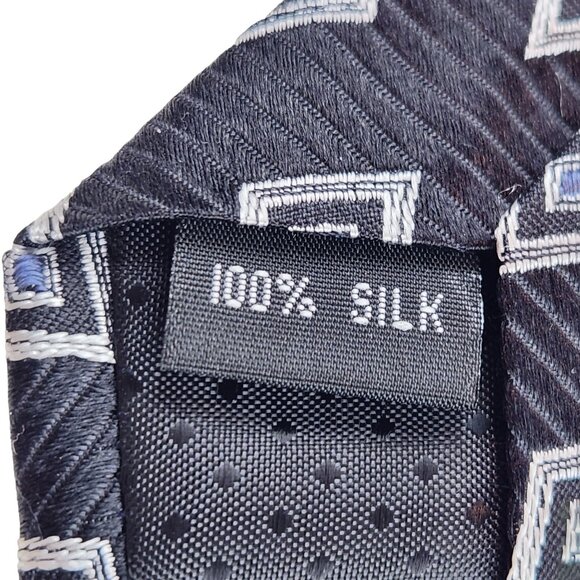 Zianetti Italian Silk Collection Tie Blue Silver Geometric 100% Silk - Picture 3 of 7